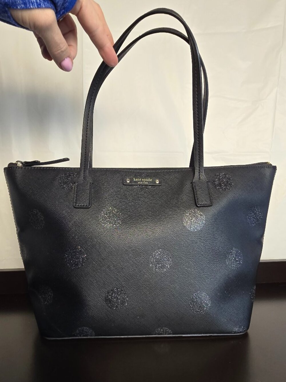 Kate Spade Haven Lane Hani Glitter Dot Tote in Black